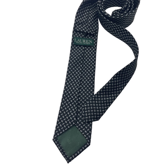 LAUREN RALPH LAUREN Boys Black Geometric Silk LUXURY Slim Tie - Picture 2 of 4